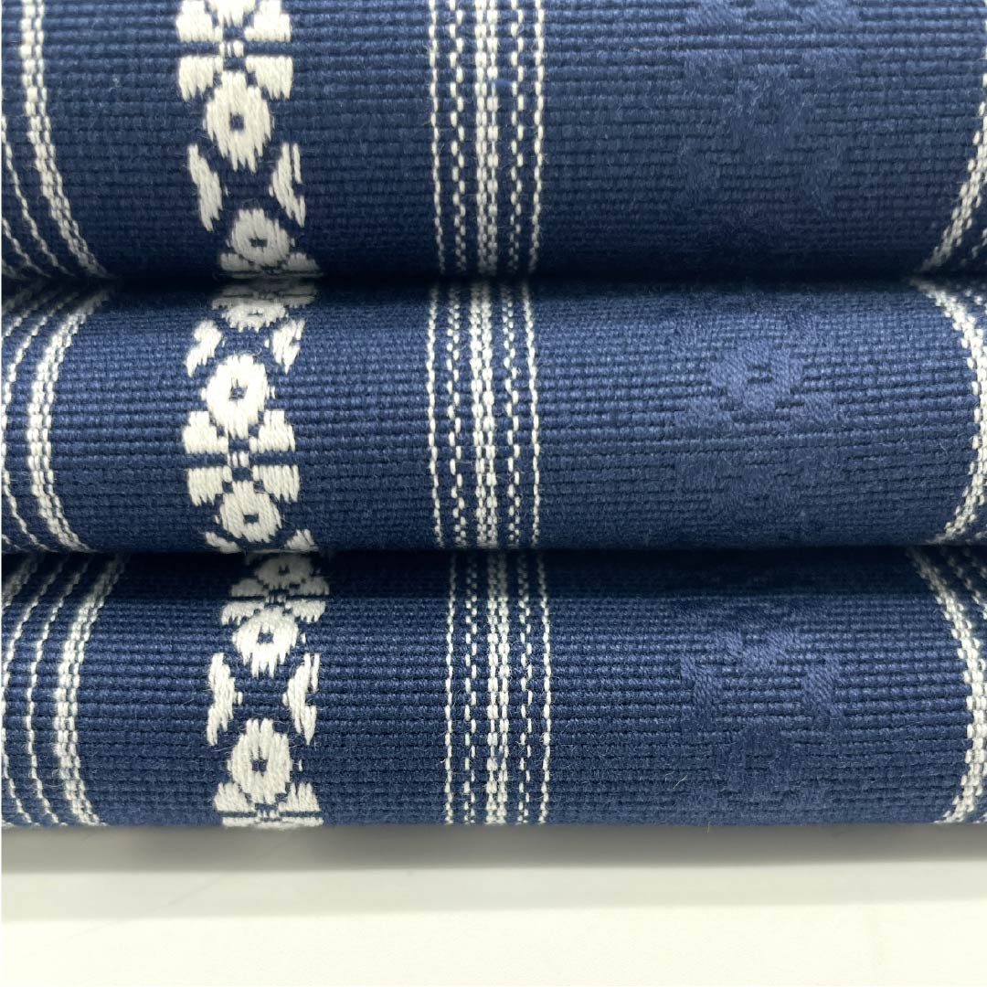 (Unmade) Kaku-obi (cotton sash) in meishoku-iro (medium color) with a pattern of kenjo (presentation) Length 394cm Width 9.5cm S rank Blue 1134000392917