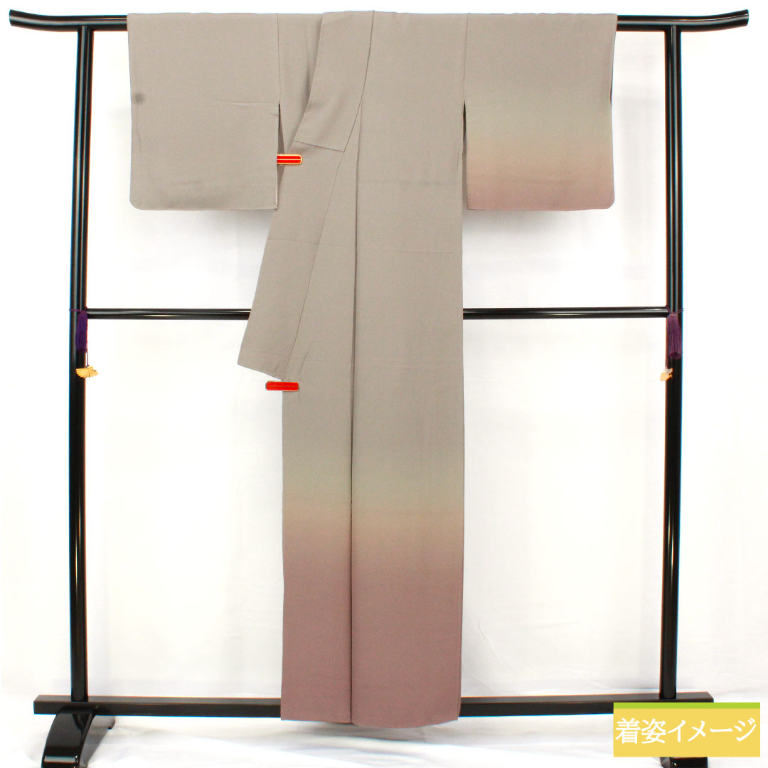 Plain color, pure silk, length 156cm, sleeve length 63cm, tin color, plain color, blurred pattern, lined, S rank, gray 1114001632322