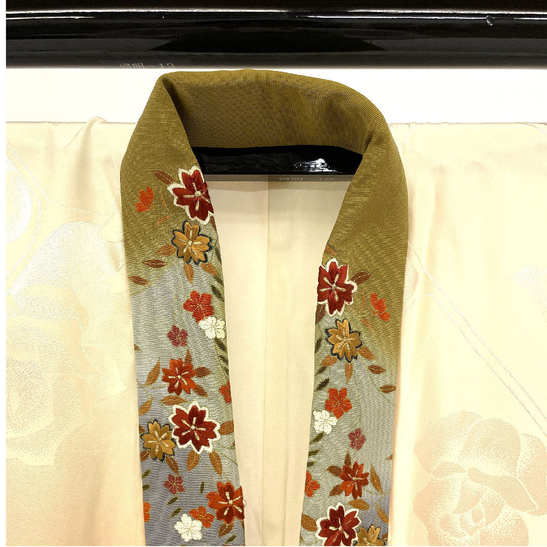 Long undergarment, pure silk, length 125cm, sleeve length 64.5cm, lined, for long-sleeved kimono, with embroidered half-collar, rose, S rank, pink, 1129000052113