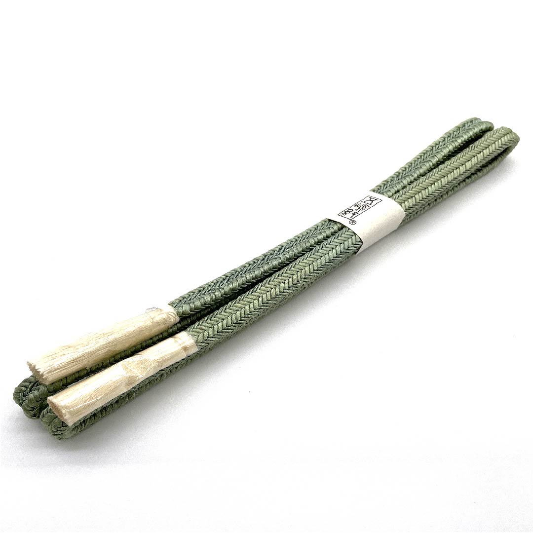 (新古品) 帯締め 正絹 四分紐 裏葉色(うらはいろ) 五嶋紐 江戸組紐 新古品 長さ約165cm 幅約1cm カジュアル Aランク 緑系 1135002523319
