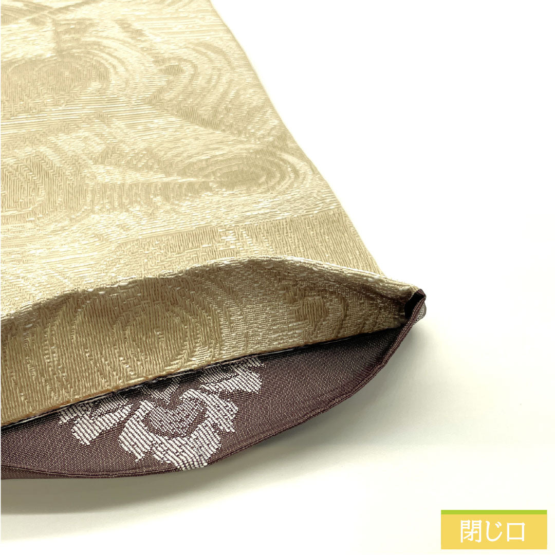 (New) Half-width obi, polyester, NEW rank, Shirotsurubami-iro (light oak color), geometric pattern, circles, abstract floral pattern, reversible, obi length 400cm, beige tones, 1125002621425