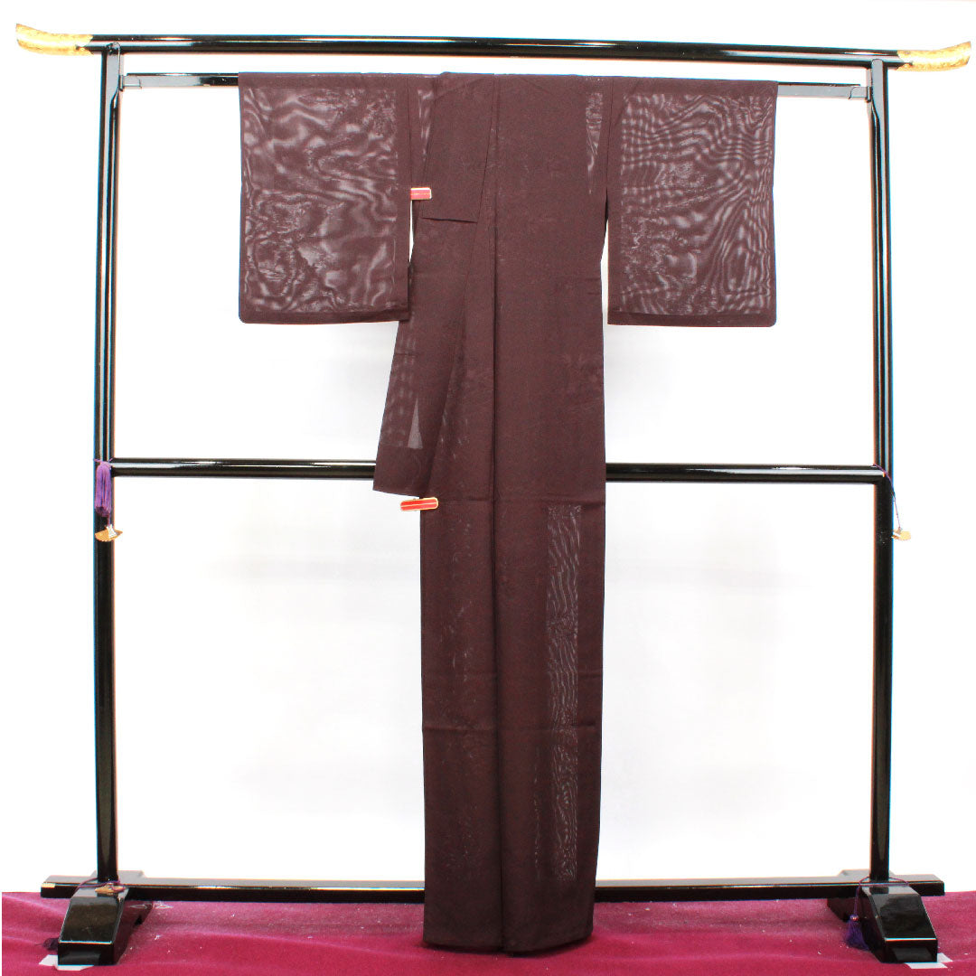 Summer pure silk plain color Length 163cm Sleeve length 64cm Extreme color (Shigokuiro) Flowing water Bamboo grass Silk S rank Purple 1132001402420