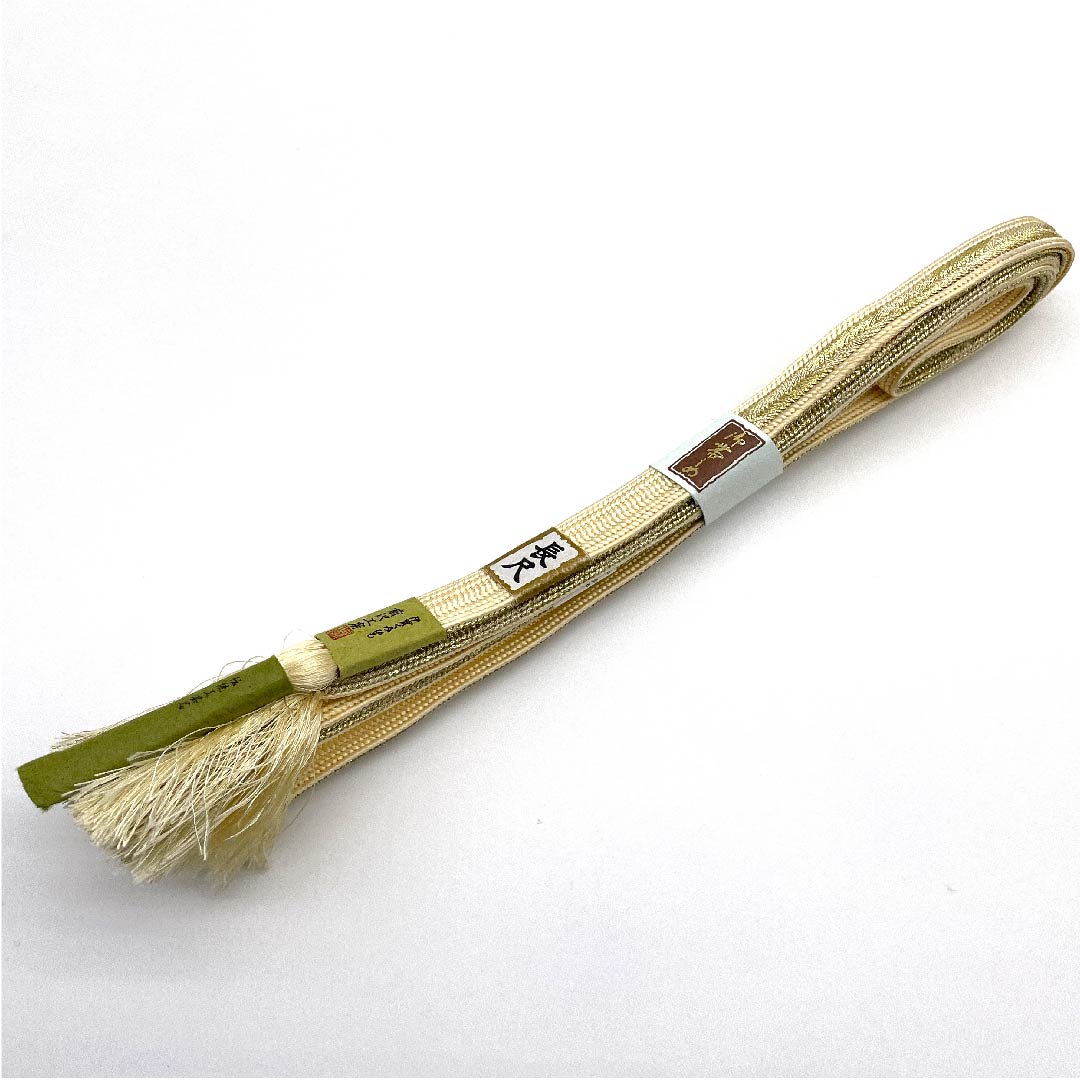 (新古品) 帯締め 正絹 四分紐 蜜陀僧色(みつだそういろ) 伊賀組紐 伊賀前沢公房 伝統工芸品 長さ約186cm 幅約1.5cm セミフォーマル Sランク クリーム系 1135000862915