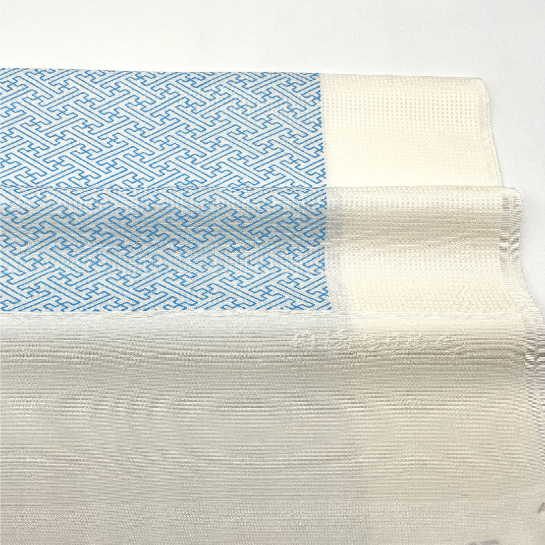 (Like new) S-Rank Silk Obiage (Sash) - Casual Style, Gofun-iro (White Powder-Colored) Saaya Pattern, Tango Chirimen (Crepe) - Classic Pattern, Approximately 184cm Long, Approximately 31cm Wide, White, Product Number: 1136001452911