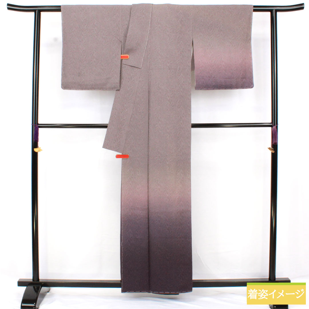 色無地 正絹 身丈157.5cm 裄丈64cm 鳩羽鼠色(はどばねずいろ) しつけ糸付き 未使用品 袷 Sランク グレー系 1114002042322