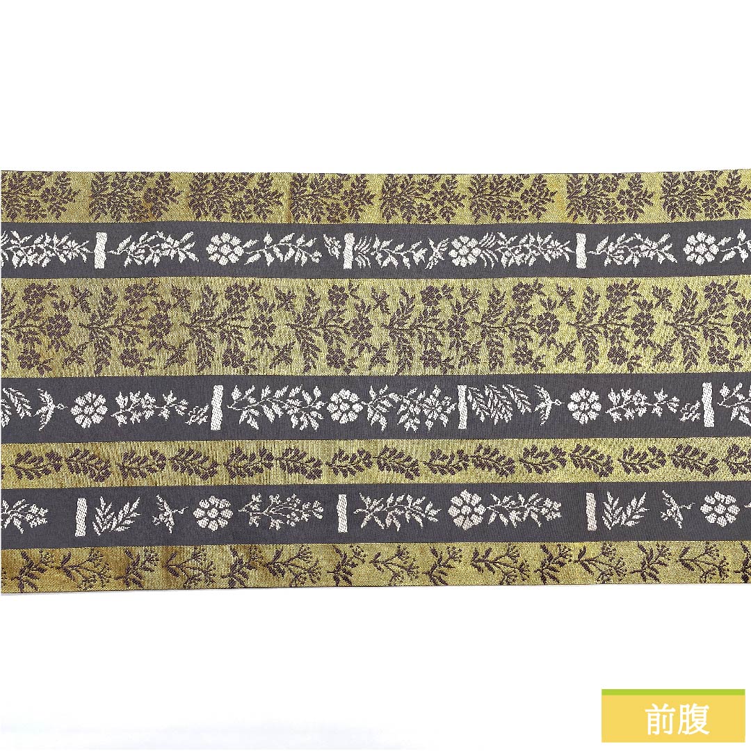 袋帯 正絹 鉛色(なまりいろ)加納幸 古典柄 帯丈432cm Sランク 六通 フォーマル グレー系 1123011042322