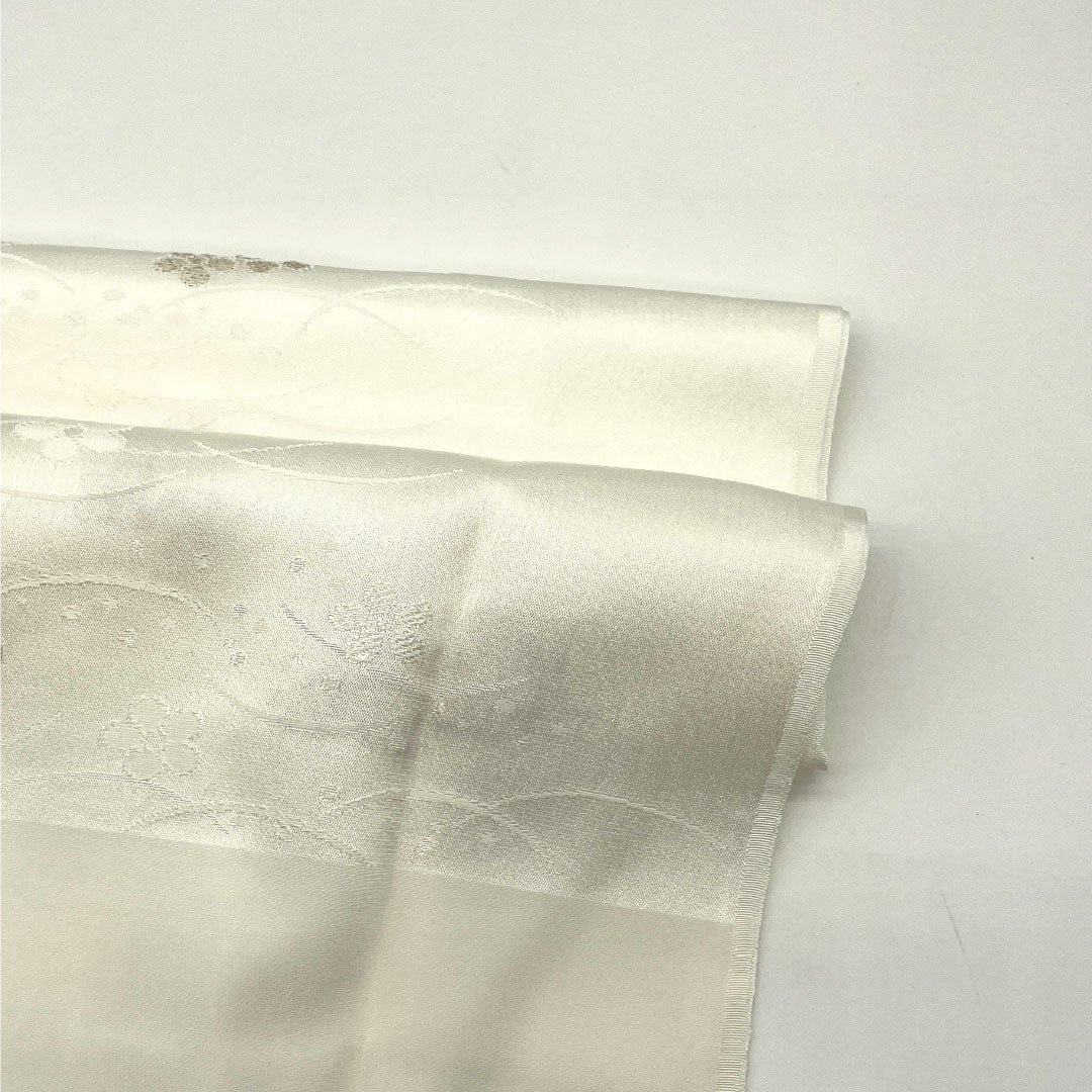 New Old Stock Obijime and Obiage Set, Pure Silk, NEW Rank, Milky White, for Tomesode, Plum and Shibakusa, Length approx. 160cm, Width approx. 1.7cm, Formal, White Color, 1141000381311