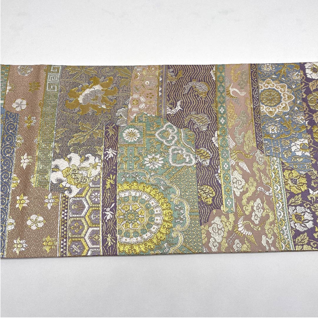 袋帯 花うさぎ 正倉院文様 荒磯(あらいそ) 鶴 帯丈430cm 正絹 Aランク 六通 フォーマル グラデーション系 1123005833399