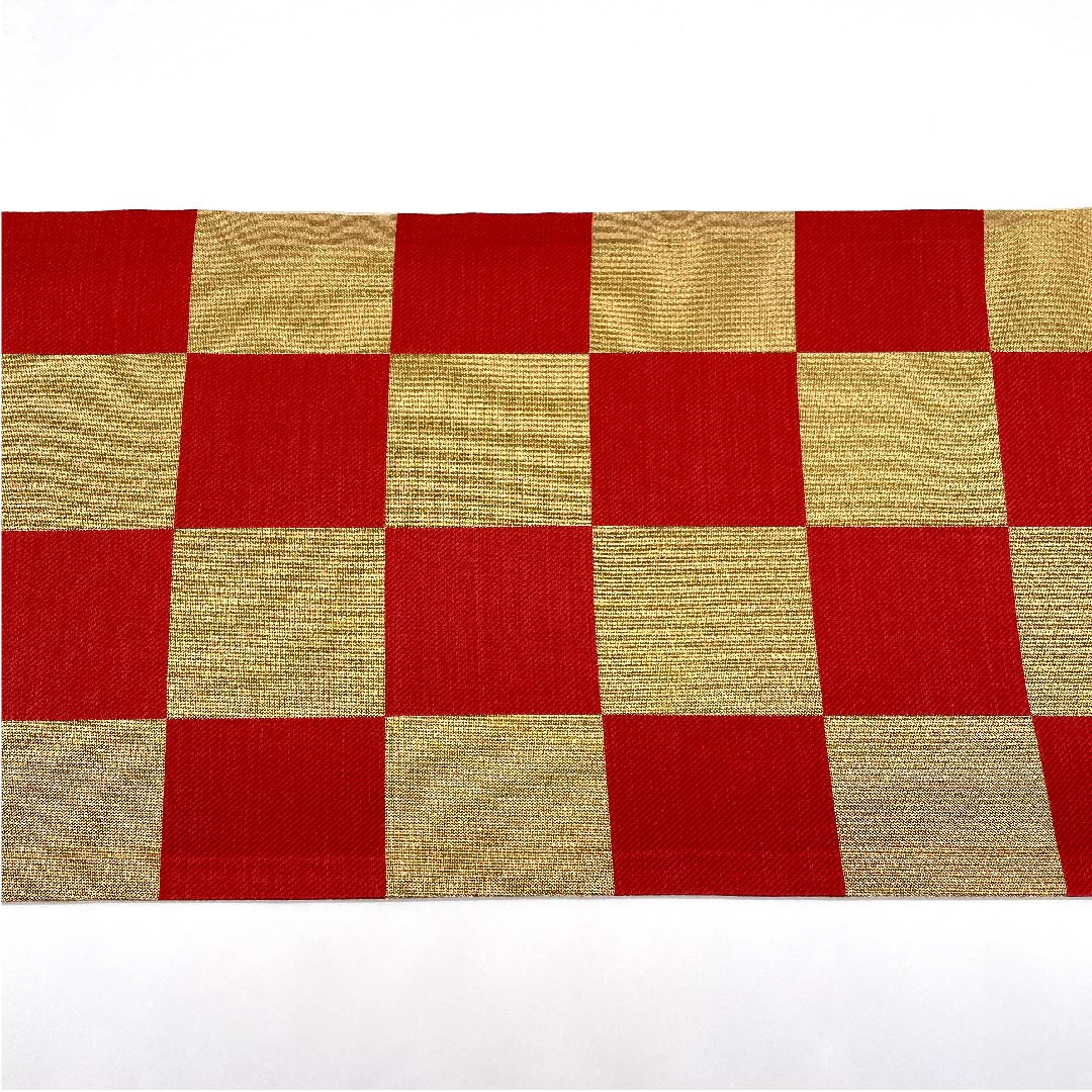 Gold-colored Fukuro Obi for Furisode, Checkered, Length 440cm, Pure Silk, S-Rank, Six-way, Formal, Gold-based, 1123006252321