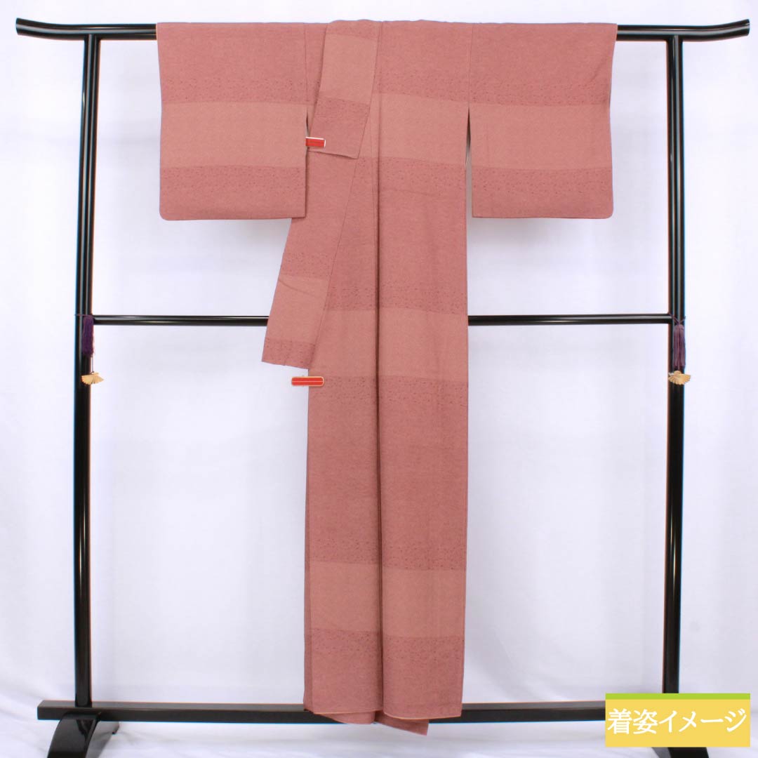 小紋 正絹 Sランク 身丈154.5cm 裄丈63cm 袷 紅海老茶色(べにえびちゃいろ) 江戸小紋 茶系 1115007272214