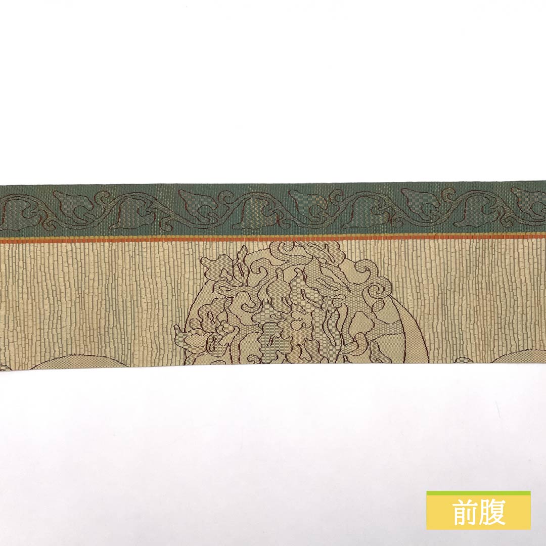 名古屋帯 東京白茶色(とうきょうしらちゃいろ) 抽象花模様 帯丈350cm 正絹 Sランク 六通 カジュアル ベージュ系 1124008012325 名古屋仕立て