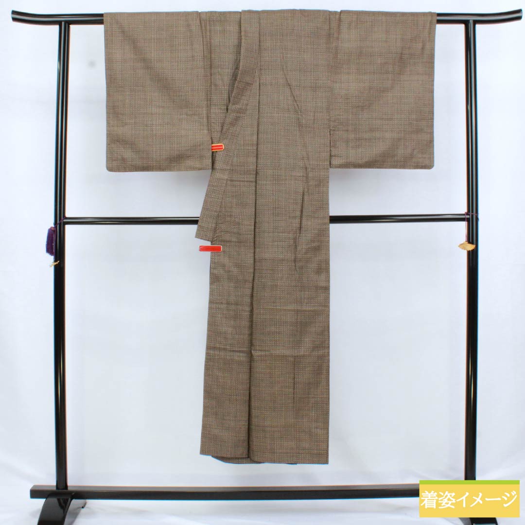 Men's silk S-rank kimono, length 143cm, sleeve length 63.5cm, Kenbou color (Kenbou color), Oshima Tsumugi, lined, brown, product number 1119001162414