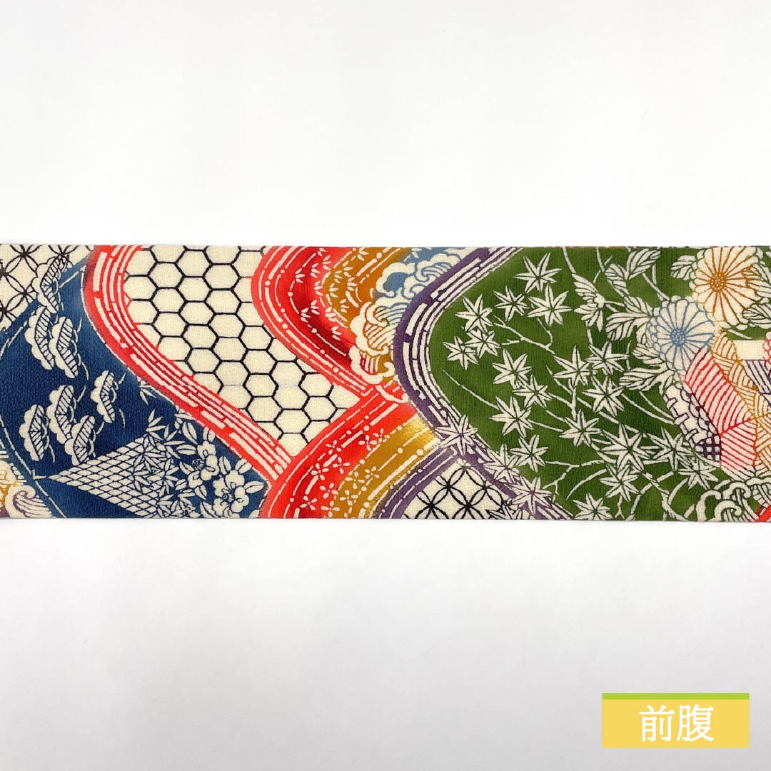 Nagoya Obi, Deep Autumn Color (Koimomijiiro), Kyoto Bingata Chirimen Fabric with Shippo Cloisonne, 370cm Long, Pure Silk, S-Rank, Full Length, Casual, Gradient Design, Item Number: 1124007322399, Nagoya Style