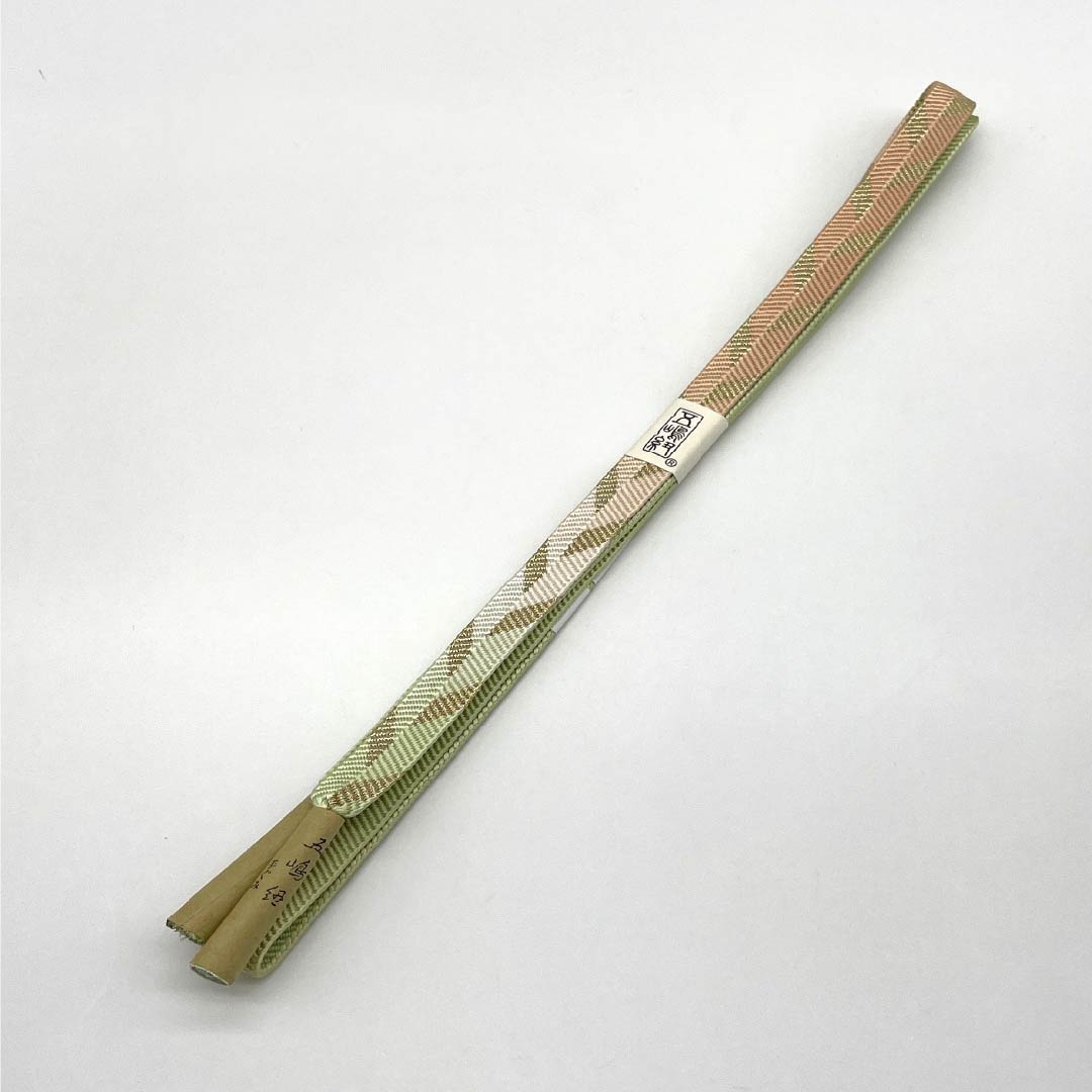 (新古品) 帯締め 正絹 NEWランク 五嶋紐 薄柳色(うすやなぎいろ) 矢羽根 古典柄 長さ約163cm 幅約1.5cm セミフォーマル 緑系 1135004851319