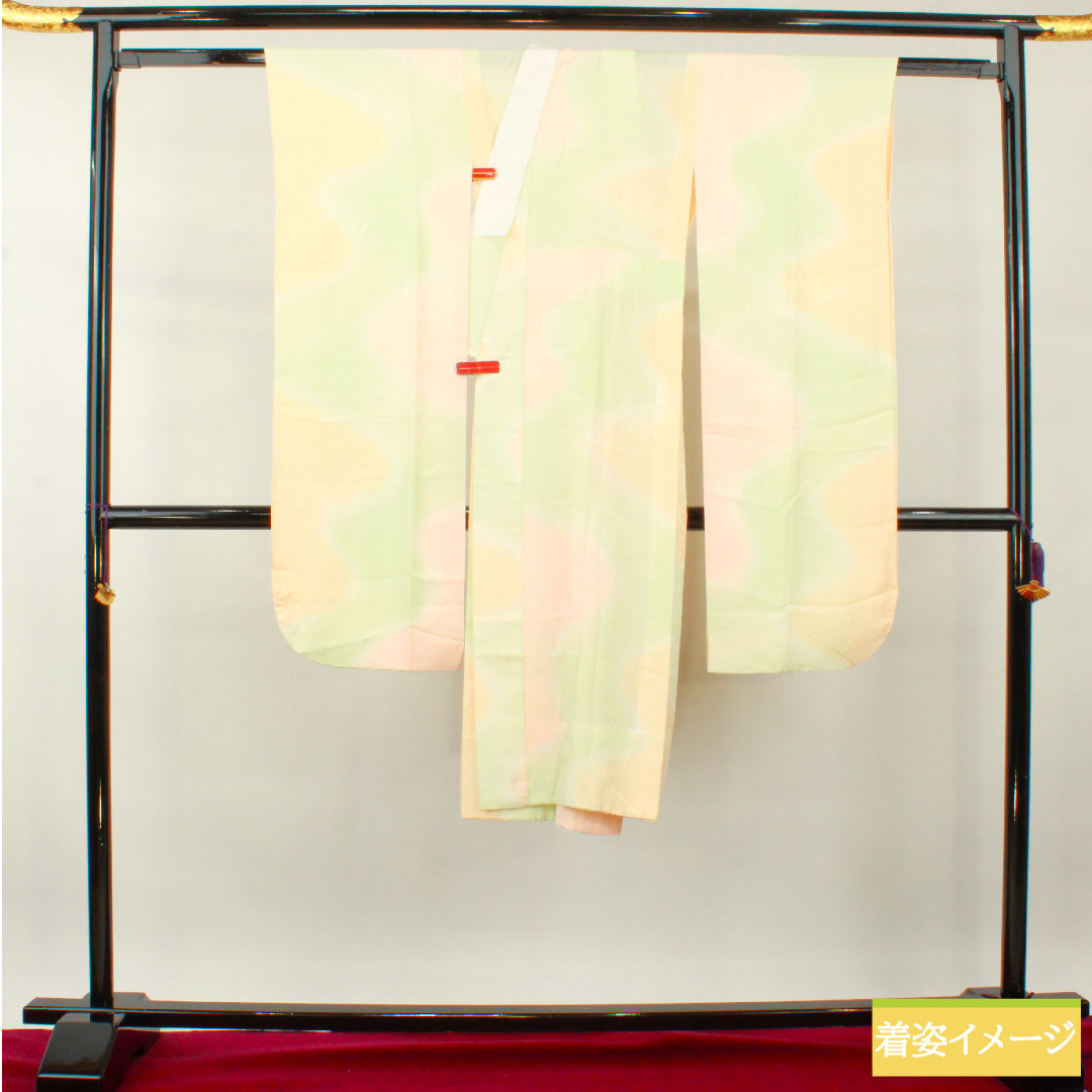長襦袢 正絹 身丈123.5cm 裄丈64.5cm 単衣 振袖用 ぼかし染 Bランク グラデーション系 1129000604299