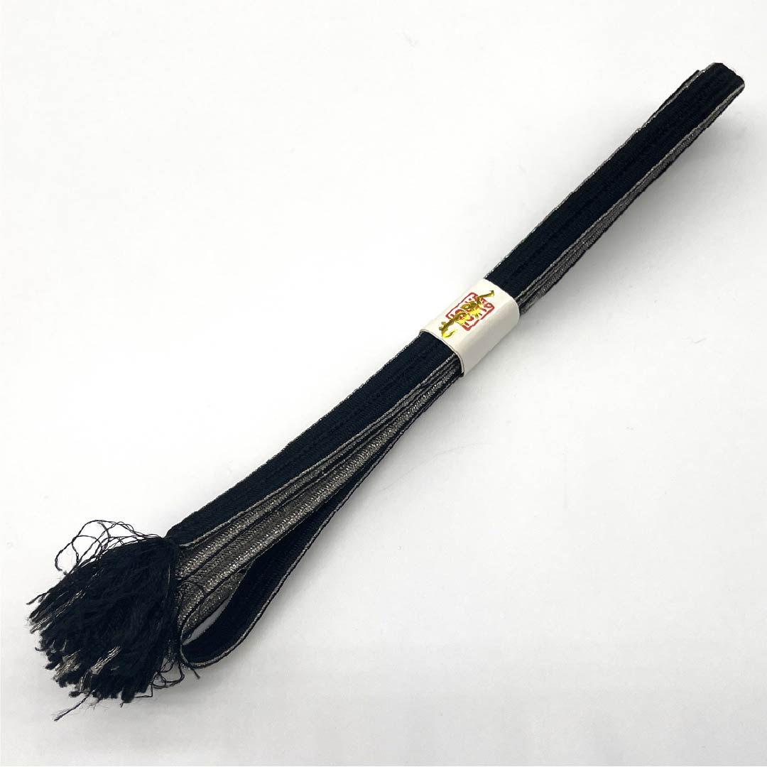 Obijime (silk obi) - quarter string - black, silver, monotone - length 154cm, width 1.2cm - casual - A rank - black - 1135003143310