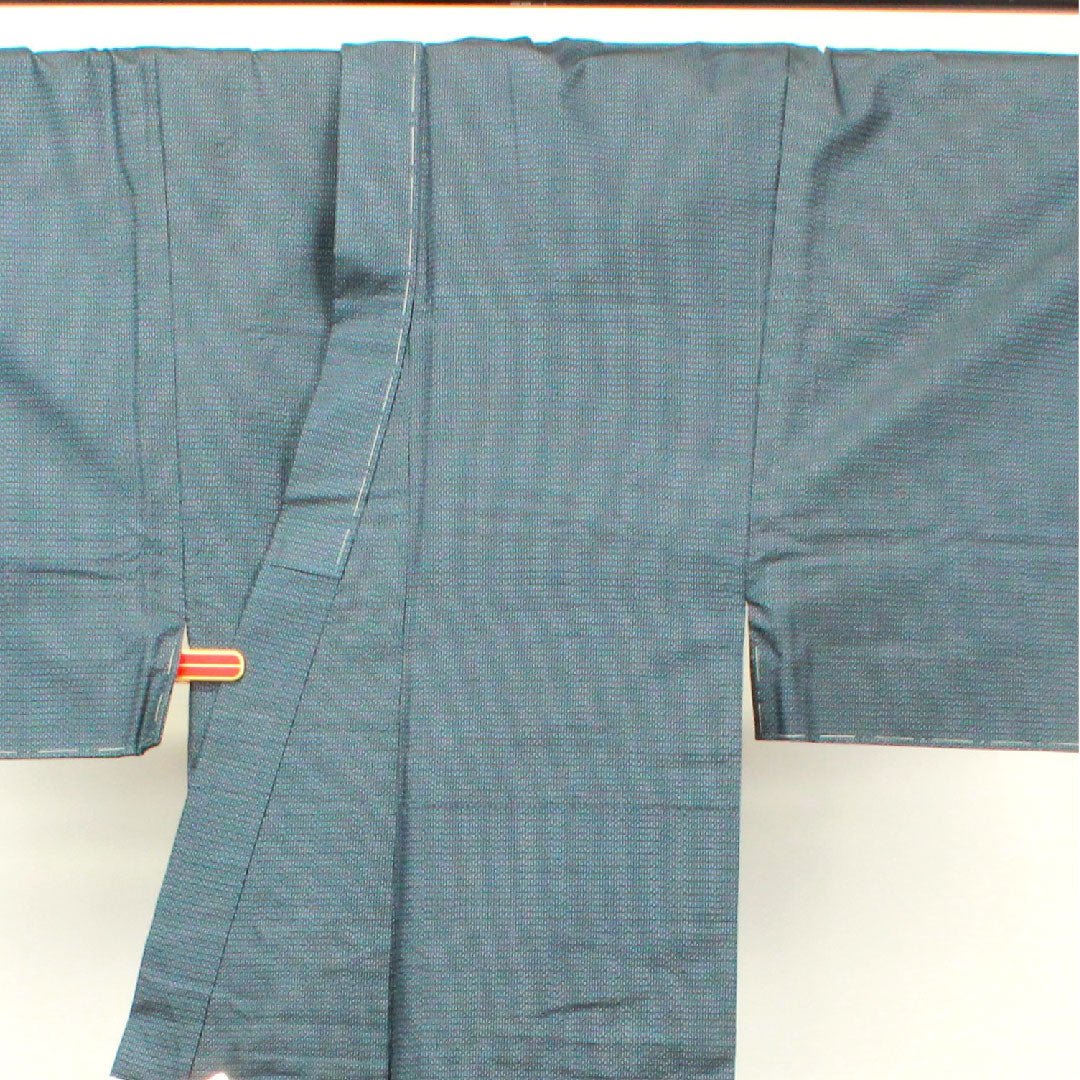 Men's Length 142.5cm Sleeve length 66.5cm Oshima Tsumugi ensemble Warp and weft ikat Pure silk S rank Awase Navy blue 1119000482418