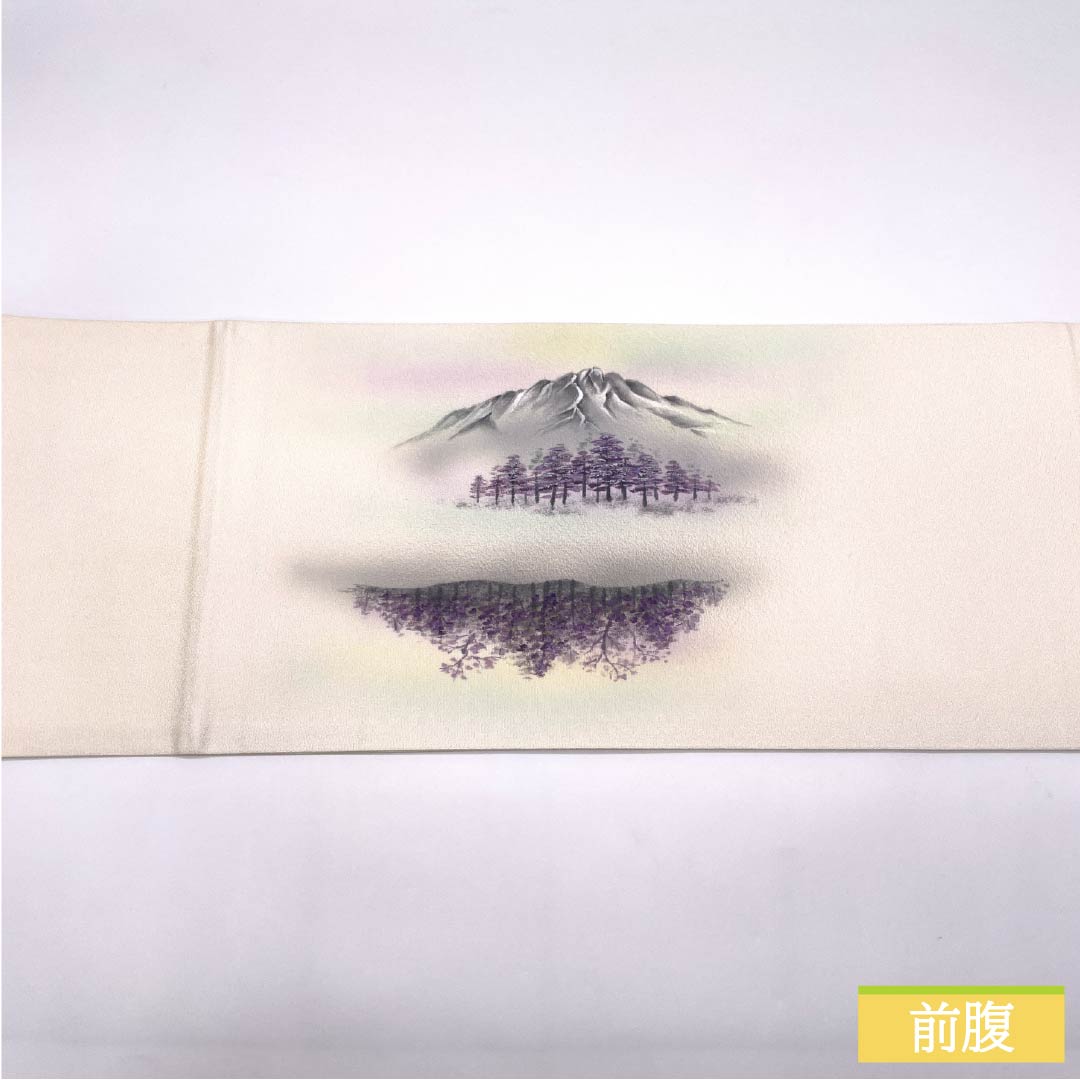 袋帯 正絹 胡粉色(ごふんいろ) 染め帯 風景模様 帯丈438cm Sランク ポイント柄 フォーマル 白系 1123014362311