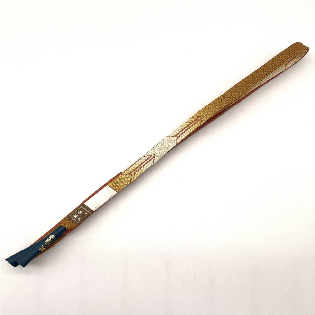 (新古品) 帯締め 正絹 四分紐 埴色(はにいろ) 手組紐 翆嵐工房 純金 長さ約161cm 幅約1.5cm セミフォーマル NEWランク 茶系 1135003441314