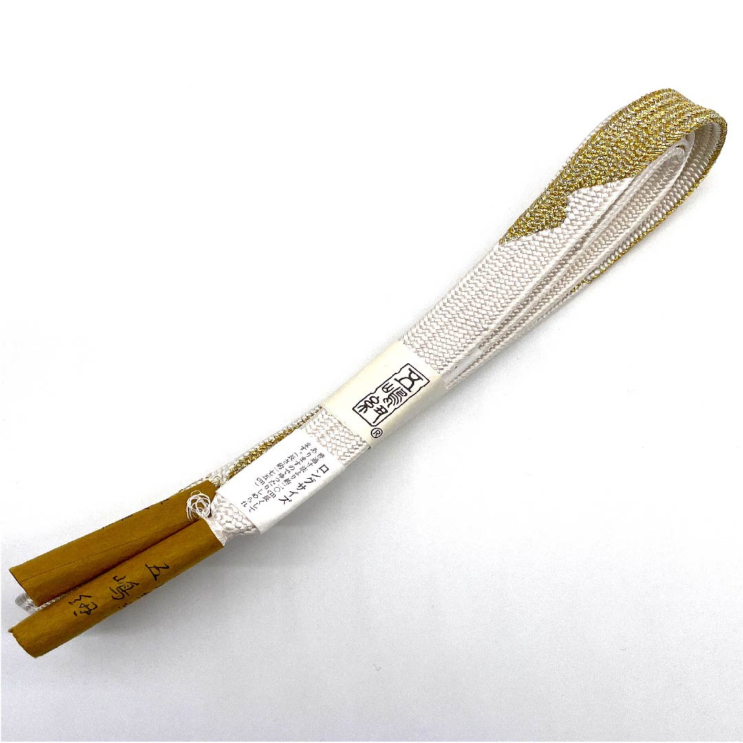 (新古品) 帯締め 正絹 四分紐 白色 五嶋紐 江戸組紐 長尺 長さ約175cm 幅約1.5cm フォーマル Sランク 白系 1135000502911