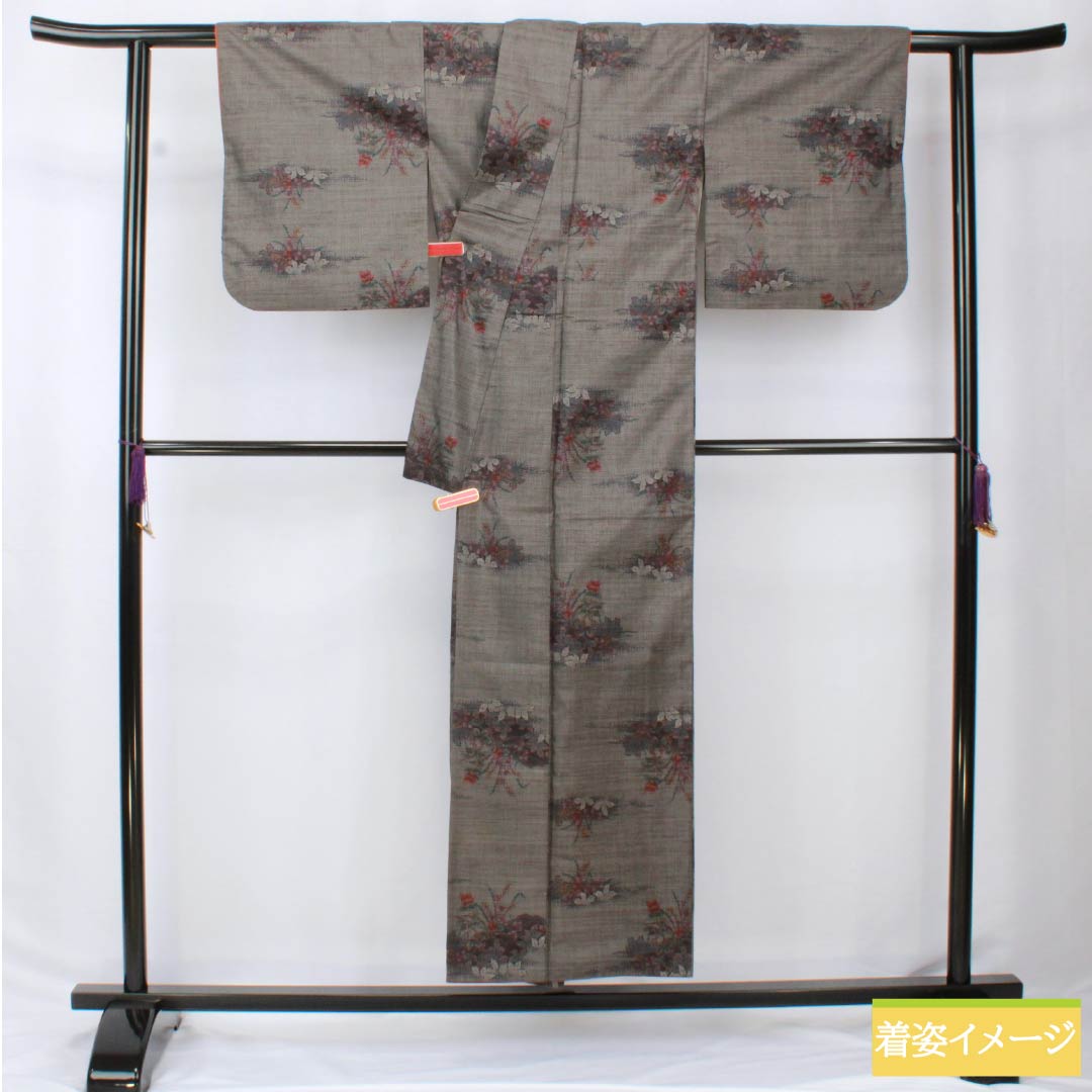 紬 正絹 Bランク 身丈151.5cm 裄丈62.5cm 黒鼠色(くろねずいろ) 本場大島紬 片ス式 7マルキ 袷 黒系 1116004094210