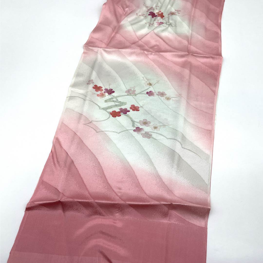 (新古品) 帯締め・帯揚げセット 正絹 NEWランク 浅紅色(あさべにいろ) 青白磁色(せいはくじいろ) 花柄 東雲色(しののめいろ) 長さ約167cm 幅約1.7cm フォーマル ピンク系 1141000251313