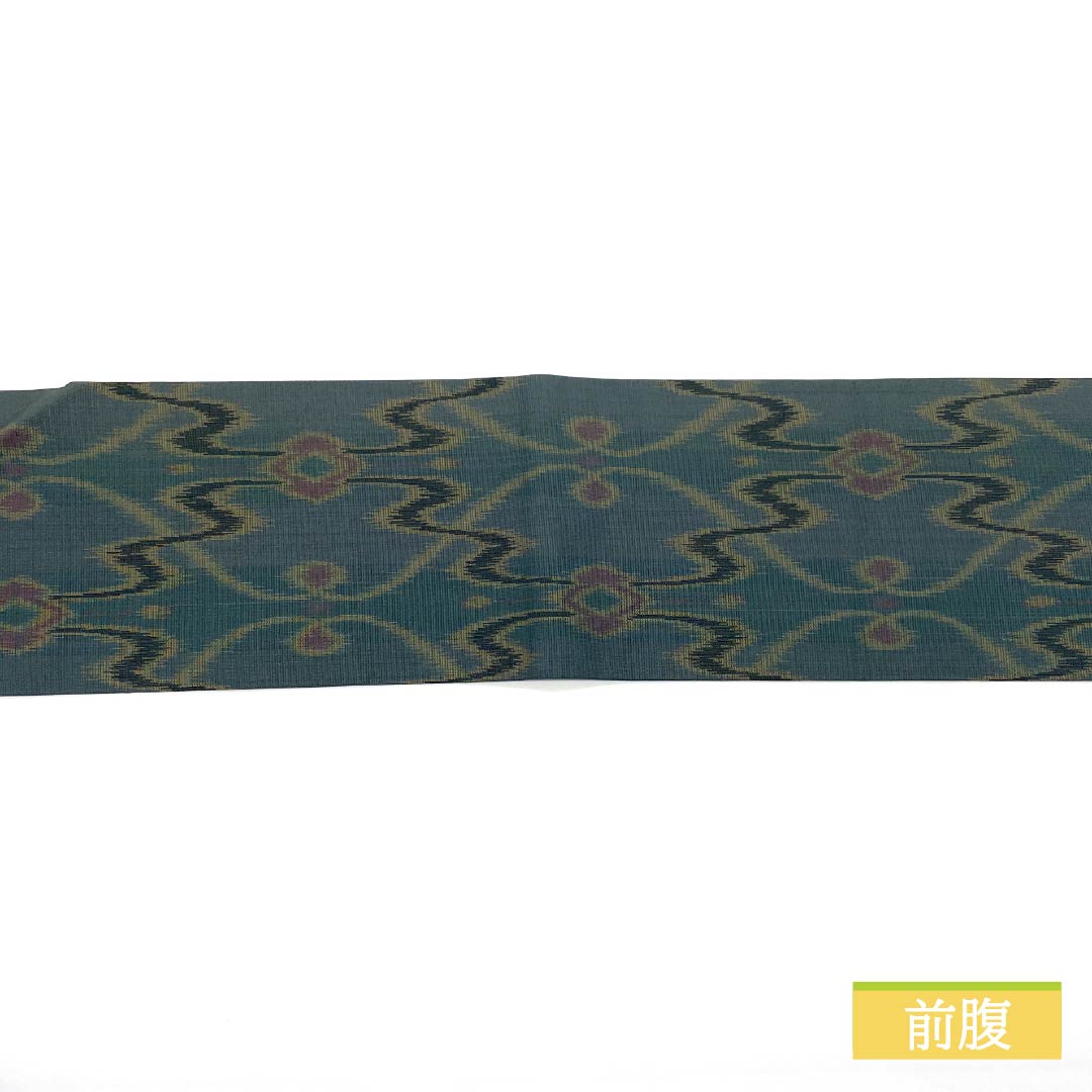 Nagoya obi, iron onando color, variegated tachiwaku pattern, obi length 349cm, pure silk, S rank, six-pass, casual, green, 1124006702319, Nagoya style