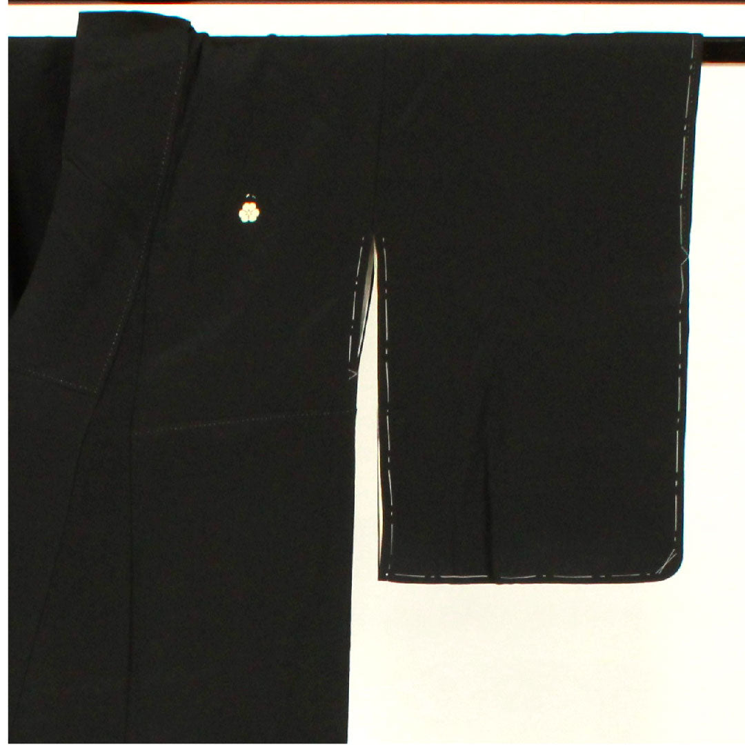Black Tomesode, Length 155.5cm, Sleeve Length 61.5cm, Awase, Kyo-Yuzen, Crane, Katabami, Pure Silk, B Rank, Five Crests, Black, 1111000344310