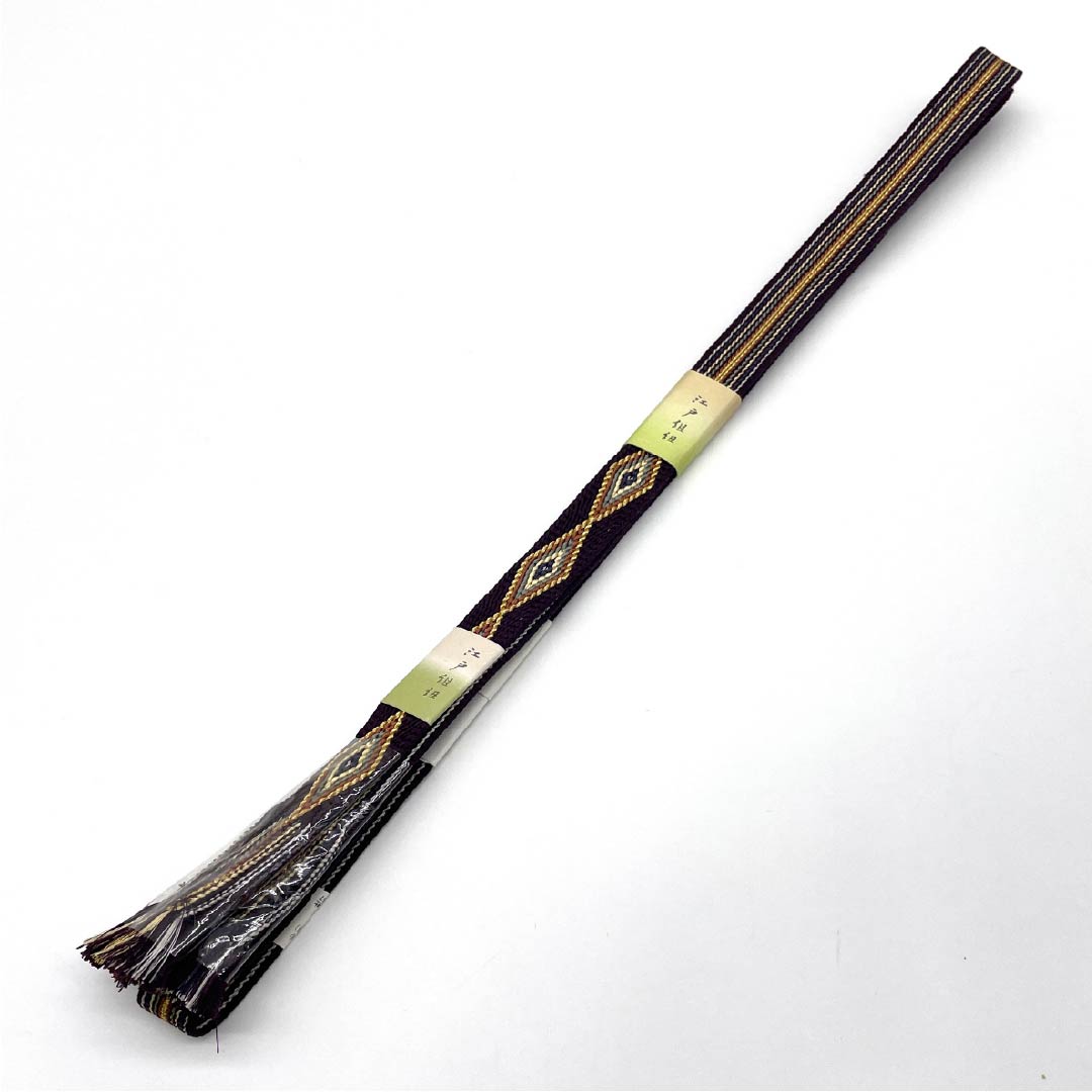 (新古品) 帯締め 正絹 四分紐 二人静色(ふたりしずかいろ) 平田組紐 四連菱 長さ約160cm 幅約1.8cm フォーマル NEWランク 紫系 1135003311320