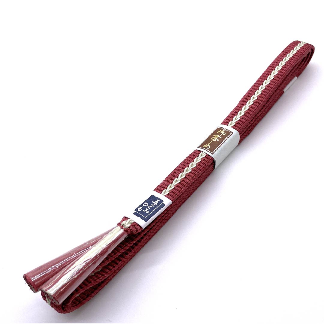 (新古品) 帯締め 正絹 四分紐 長春色(ちょうしゅんいろ) 手組紐 新古品 長さ約159cm 幅約1.5cm カジュアル Sランク ピンク系 1135001472913