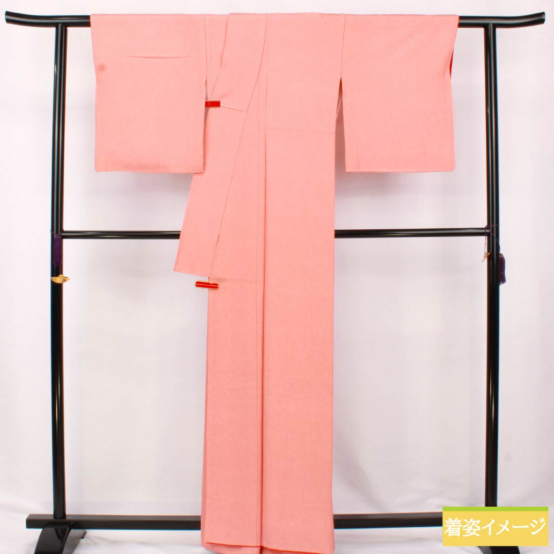A-Rank Pure Silk Komon (Fine Pattern) - Length 163cm, Sleeve Length 67.5cm - Lined - Medium Crimson (nakabeniiro) - Edo Komon (Edo Komon) - Shark Print - Stencil Dyed - Red - Product Number: 1115007033412