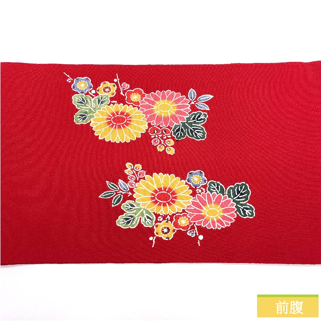 名古屋帯 土耳古赤色 型染 京紅型 花籠 帯丈368cm 正絹 Aランク ポイント柄 カジュアル 赤系 1124005693312 開き仕立て