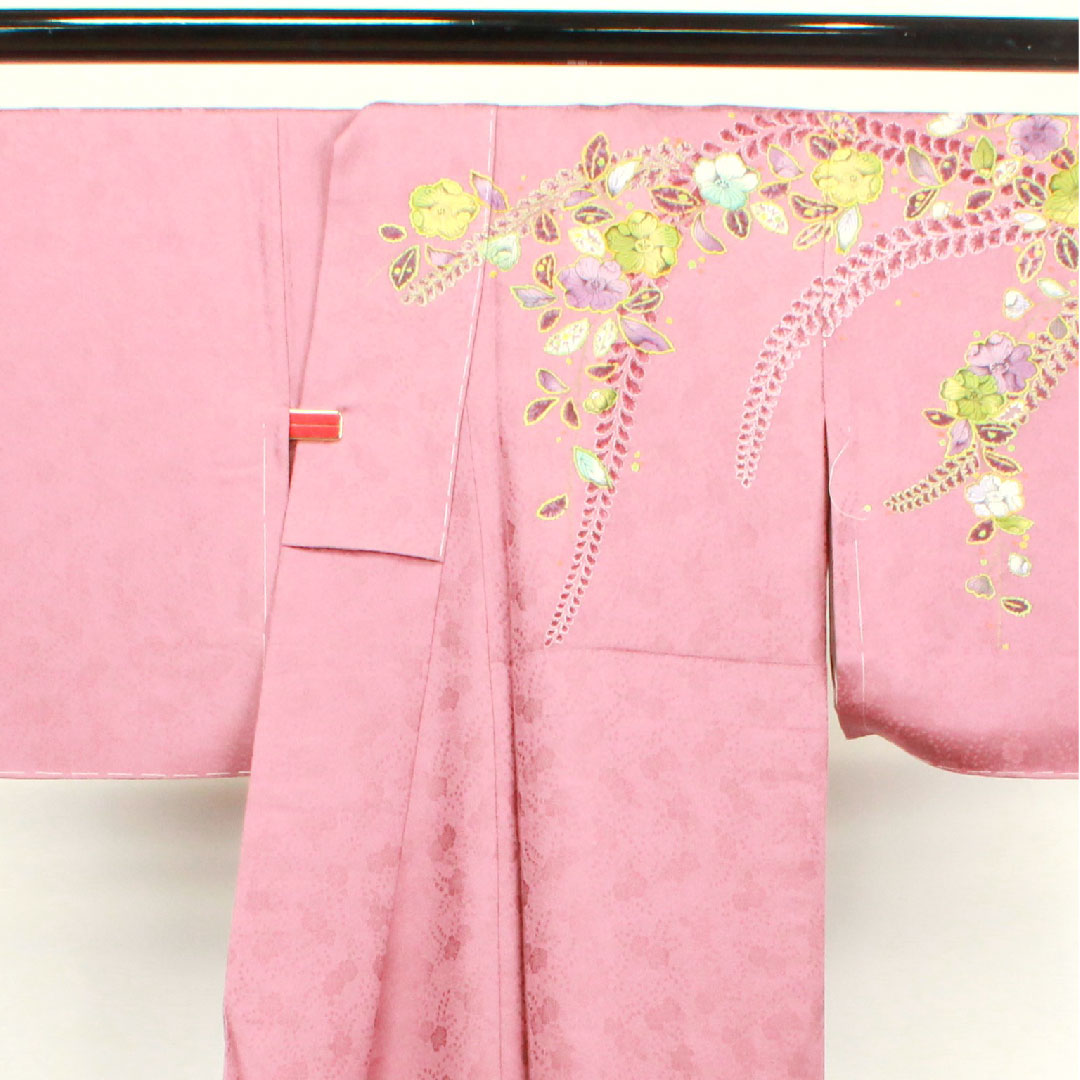 訪問着 袷 身丈164cm 裄丈65cm 未使用品 しつけ糸付き 積紅色 辻ヶ花 正絹 Sランク 紫系 1112002382420