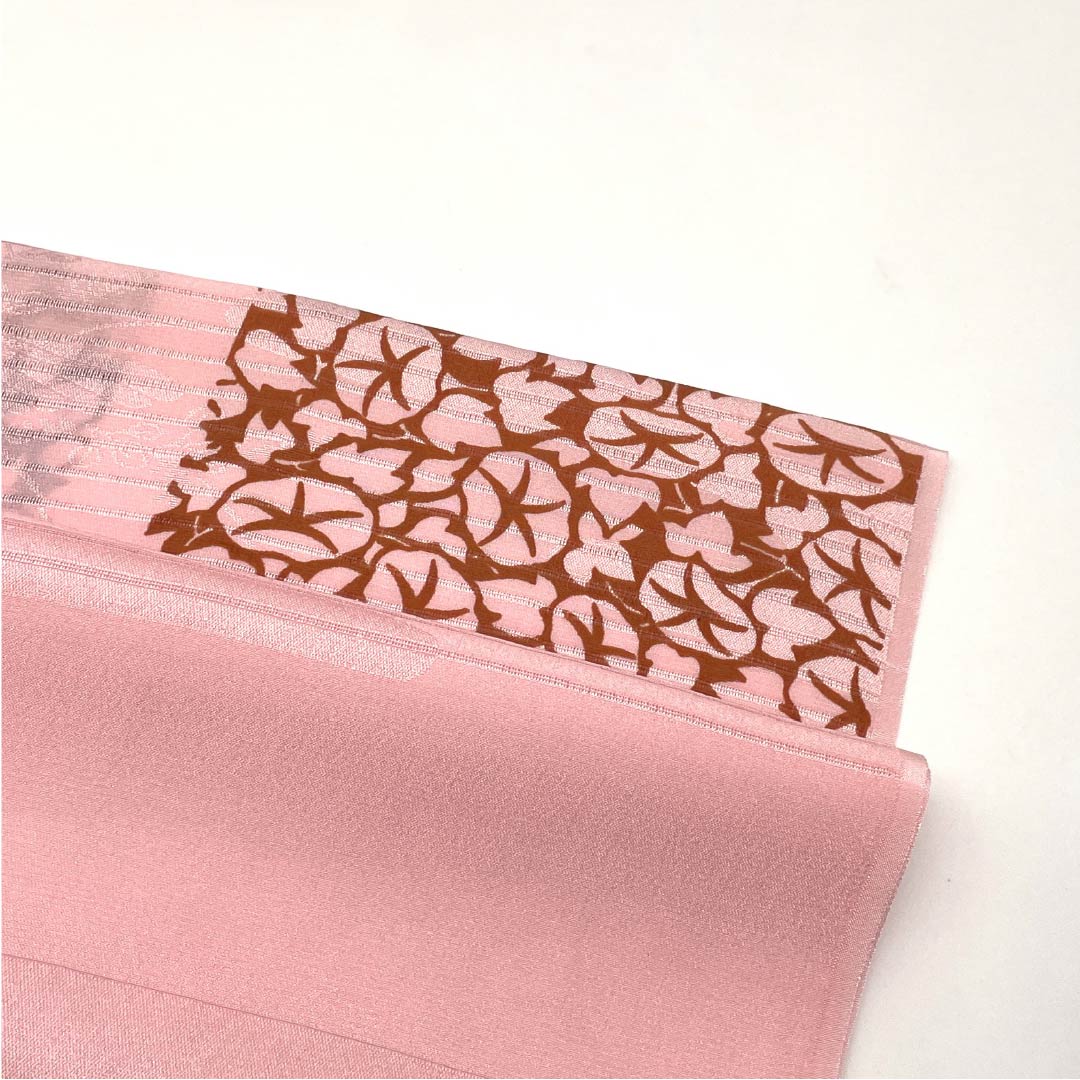 (New) Obiage, pure silk, semi-formal, pink, summer, morning glory, length 174cm, width 28.5cm, new rank, pink, 1136000831913