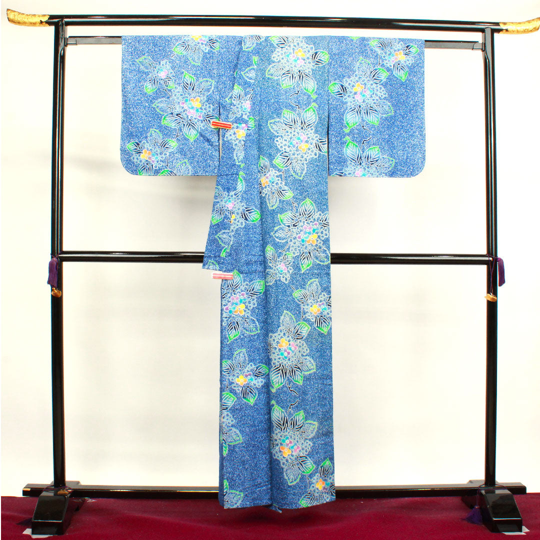 Yukata, dayflower color, hydrangea, cotton, B rank, single layer, length 158cm, sleeve length 66cm, blue, 1118003704317