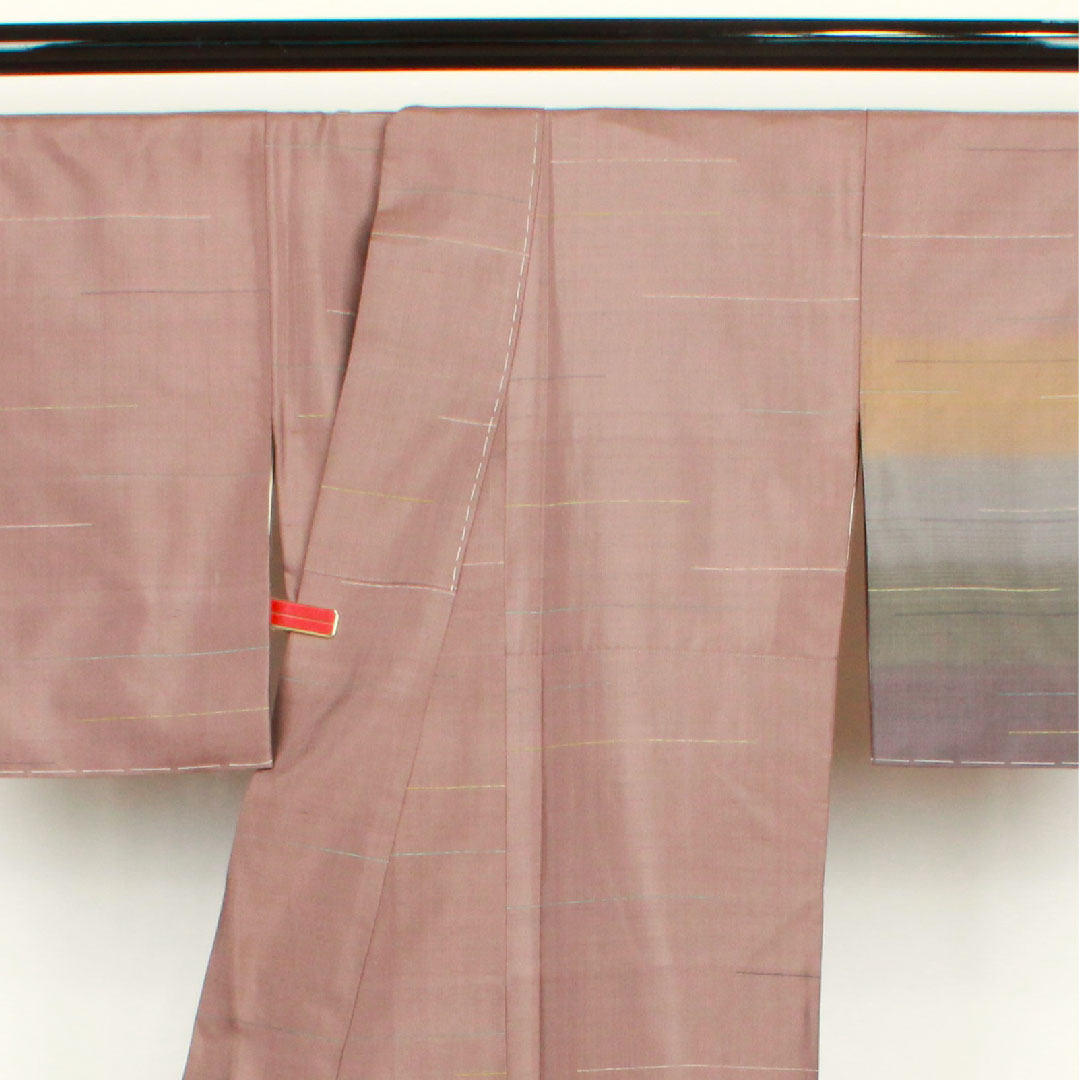 訪問着 袷 身丈157cm 裄丈63cm 紅消鼠色 美濃和紙紬 雪輪 正絹 Sランク 茶系 1112001802314