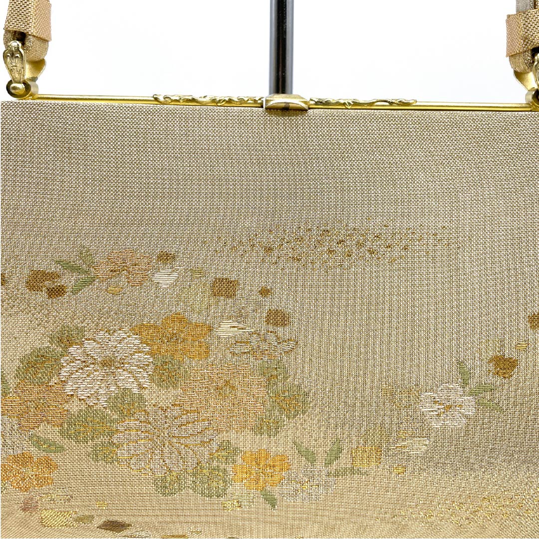 (新古品)草履バックセット フォーマル 金色(きんいろ) 未使用品 古典柄 花柄 Lサイズ 金系 Aランク 1133000193421
