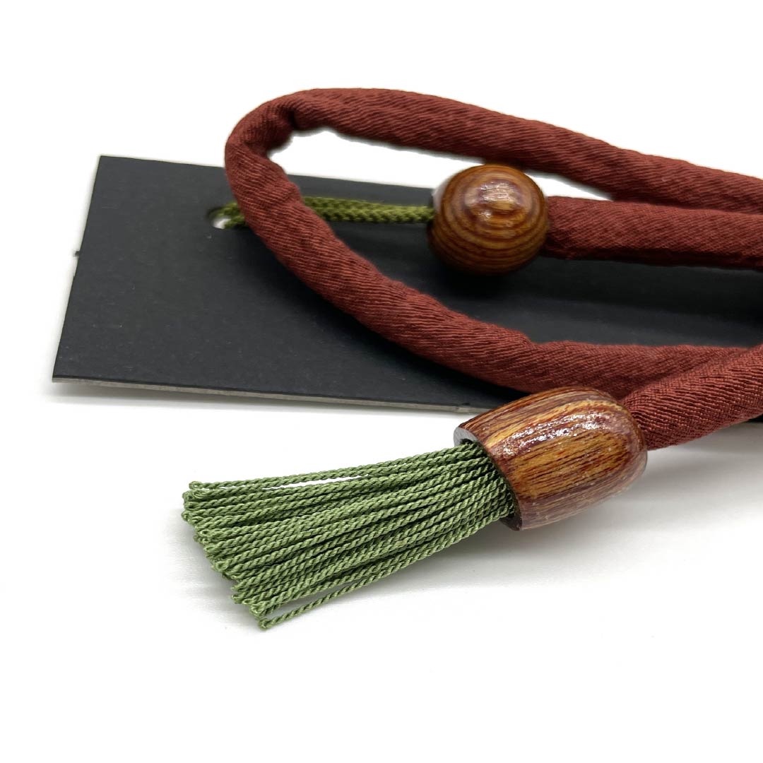 Haori cord, pure silk, new rank, casual, copper-colored, twisted tassels, Moronawa knot, bow knot, round hook, brown, 1121000081914