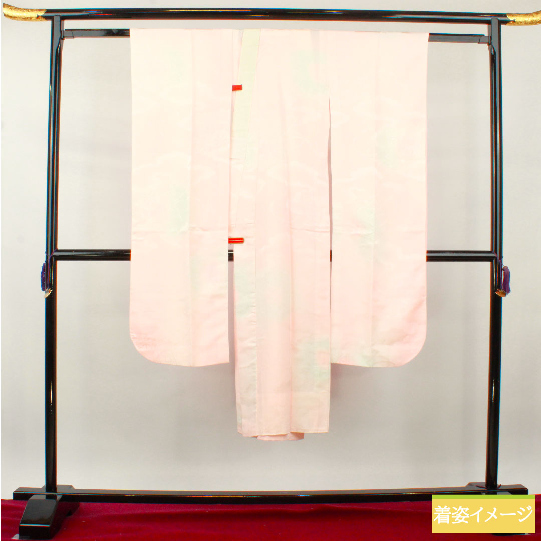 Nagajuban polyester, length 134.5cm, sleeve-to-sleeve 66cm, unlined, for furisode, gradated dye, Rank B, pink tones, 1129000644413