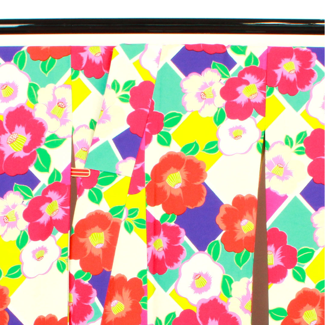 Long-sleeved kimono, length 174.5cm, sleeve length 69.5cm, lined, washable, camellia, poly, S rank, gradation, 1113001422699