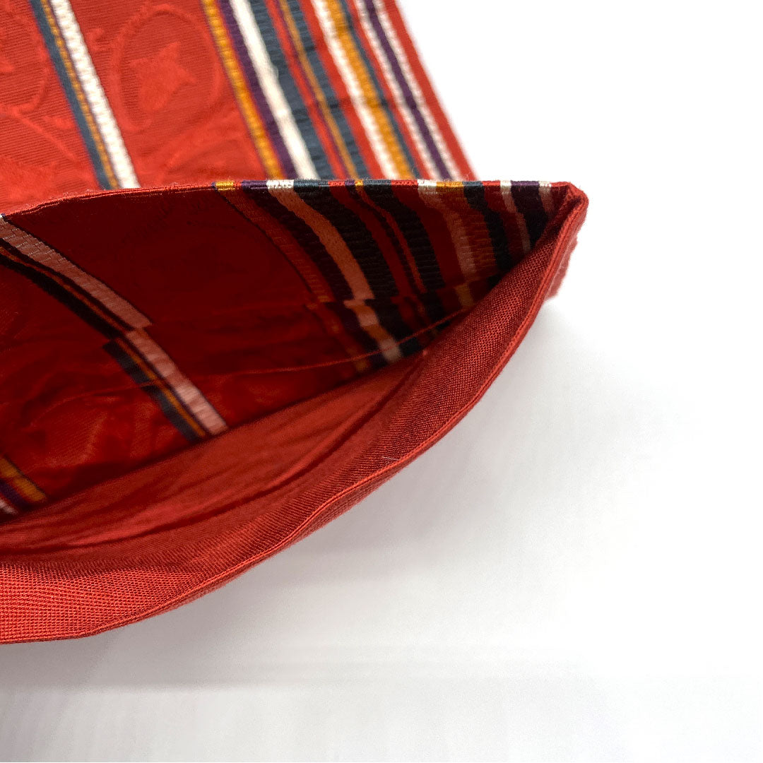 Half-width obi, striped, obi length 348cm, pure silk, red, A rank, 1125000143912