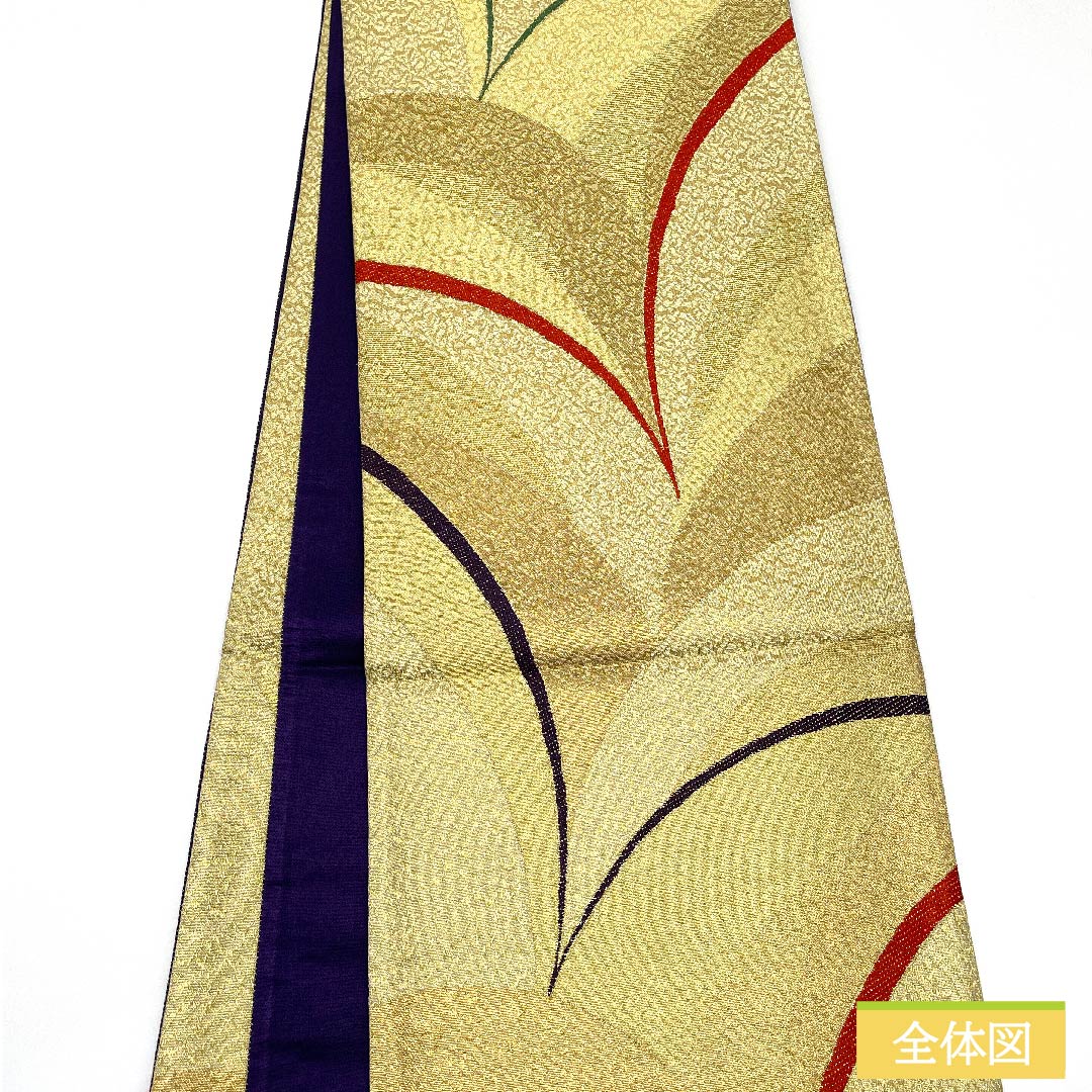 Fukuro Obi, Pure Silk, Gold, Abstract Pattern, Length 462cm, S Rank, Six-way, Formal, Gold-based, 1123011522421