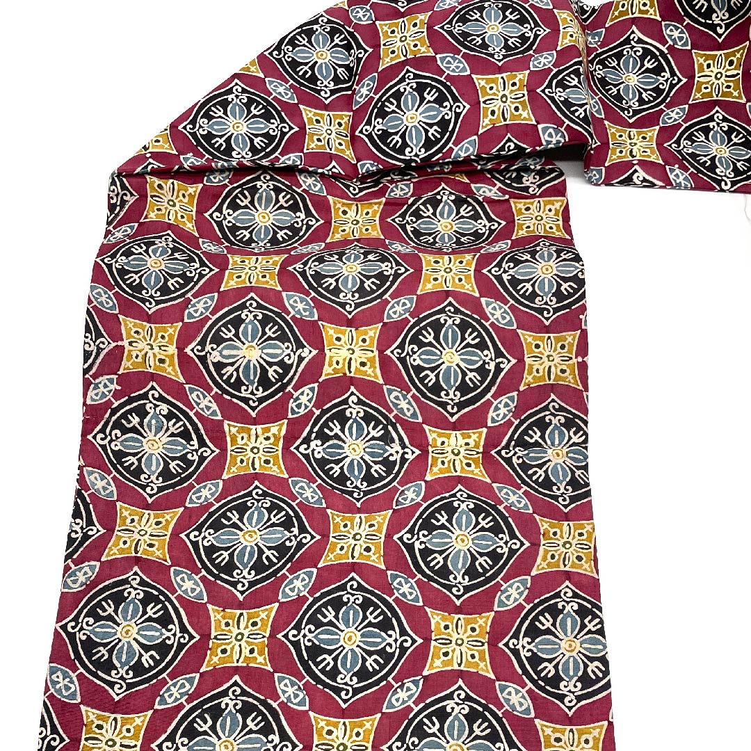 Nagoya obi, crimson, geometric pattern, Kyoto Bingata, obi length 342cm, pure silk, S rank, full length, casual, purple, 1124003642320, Nagoya style
