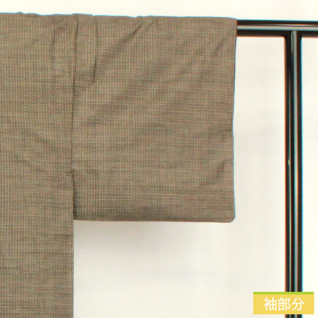 Men's A-Rank Silk Kimono, Length 144.5cm, Sleeve Length 67cm, Oshima Tsumugi Pongee with Varied Kokasuri Pattern, Mud-Dyed, Brown, Lined, Product Number: 1119001843414