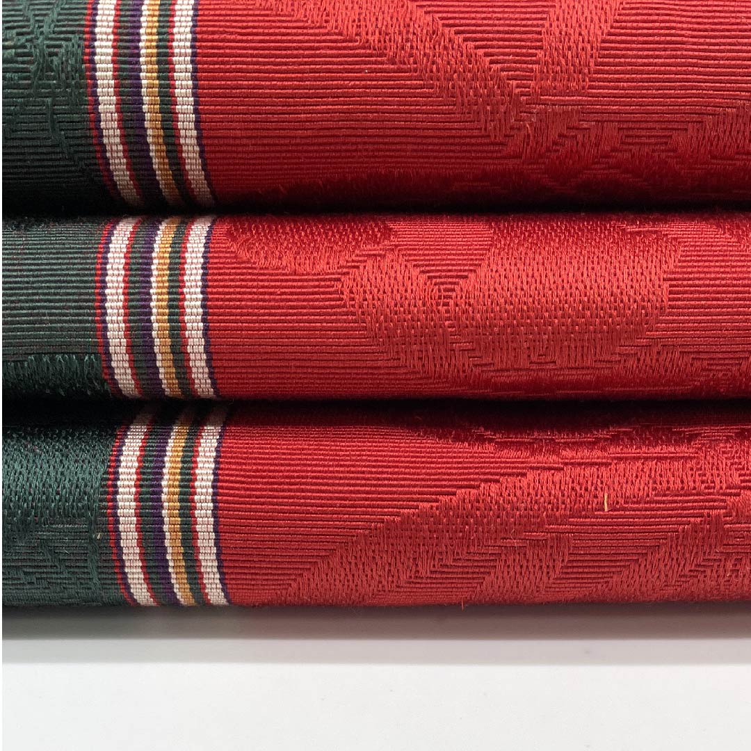Half-width obi, pure silk, obi length 342cm, crimson red, fan-shaped, binding cord, Hakata-ori, red, S rank, 1125001382312