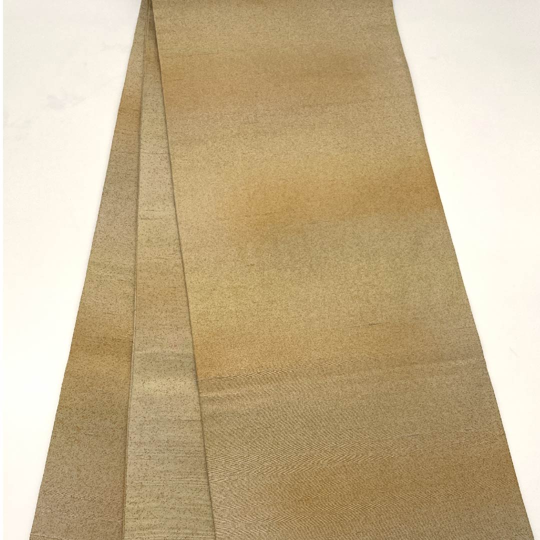 袋帯 桑色白茶色(くわいろしらちゃいろ) 牛首紬 帯丈456.5cm 正絹 Sランク ポイント柄 カジュアル 茶系 1123009192414
