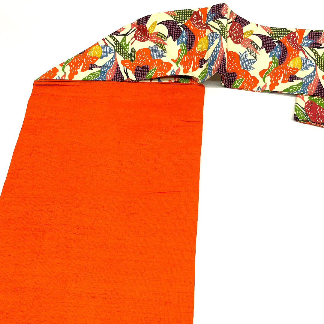Nagoya obi, stencil dyed obi, abstract pattern, obi length 353cm, pure silk, A rank, full length, casual, cream color, 1124002043315