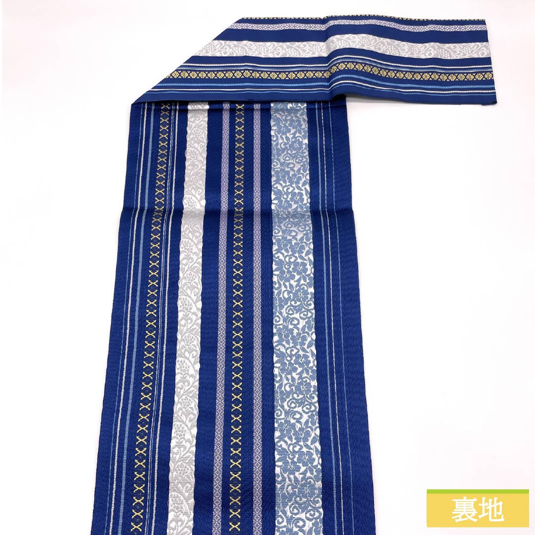 (新品未使用品)名古屋帯 正絹 NEWランク 濃桔梗色(こいききょういろ) 博多織 本場筑前博多織 八寸名古屋帯 帯丈367cm 全通 カジュアル 青系 1124009641317 松葉仕立て