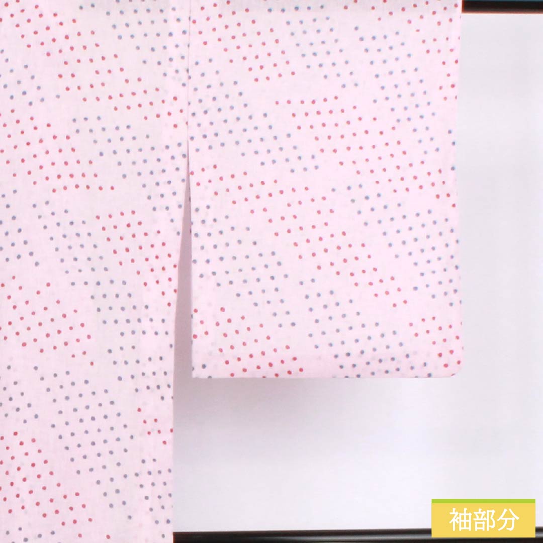 Summer kimono, polyester, small pattern, length 158cm, sleeve length 64cm, white plum blossom color (shiraumeiro), polka dot pattern, embroidered, washable, gauze, S rank, pink, product number 1132002562313