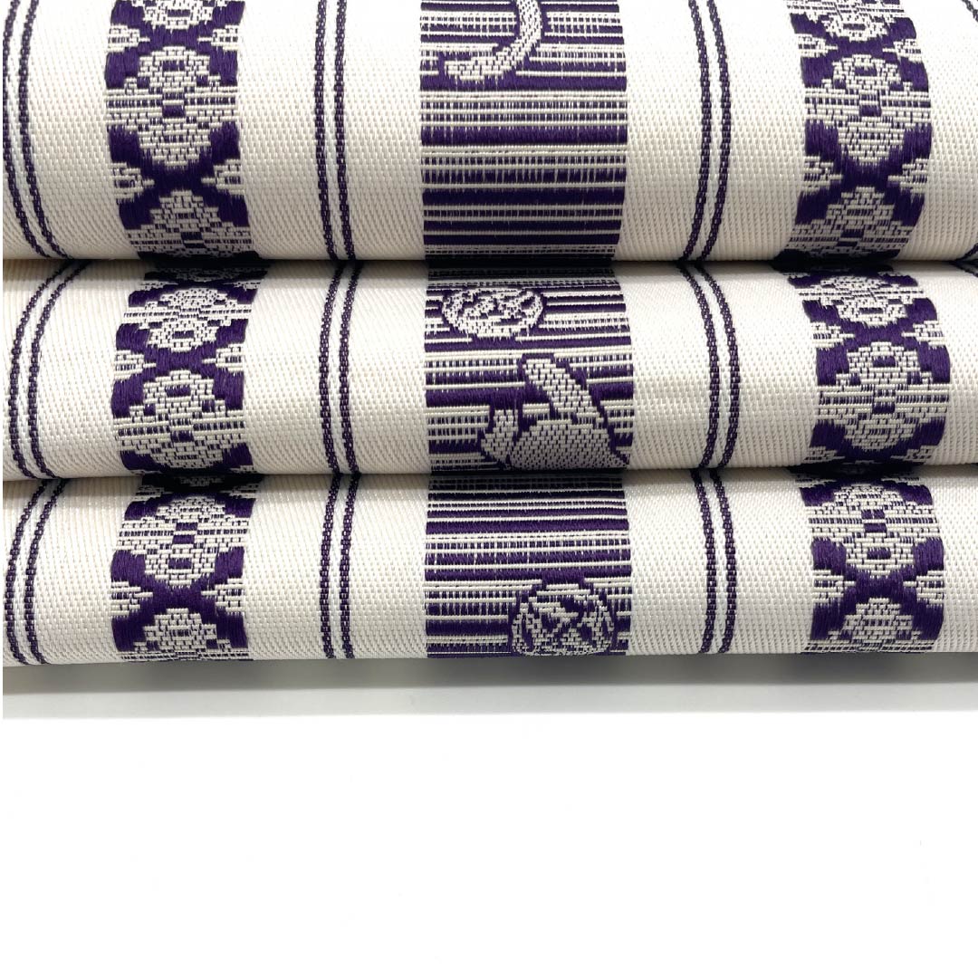 Half-width obi, polyester, obi length 360cm, white, Hakata-ori style, cat, white, S rank, 1125001562311